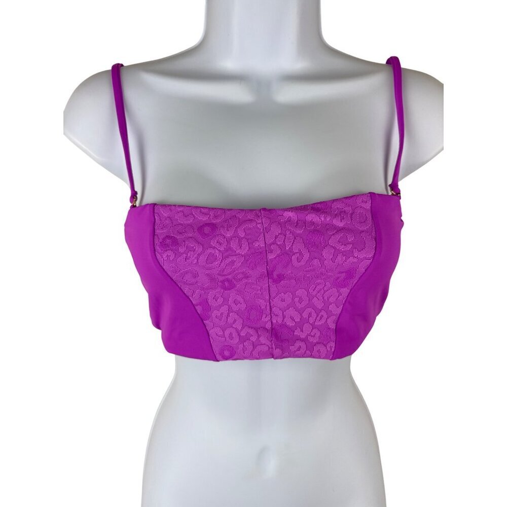 Beach Bunny Women's Swim Top Bralette Purple Animal Print Adjustable Medium NEW - Picture 1 of 5